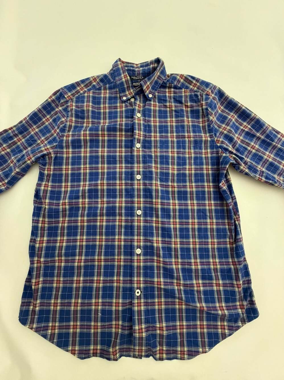 Nautica Classic Fit Plaid Shirt M Blue Check Nauticaflex Y2K Preppy
